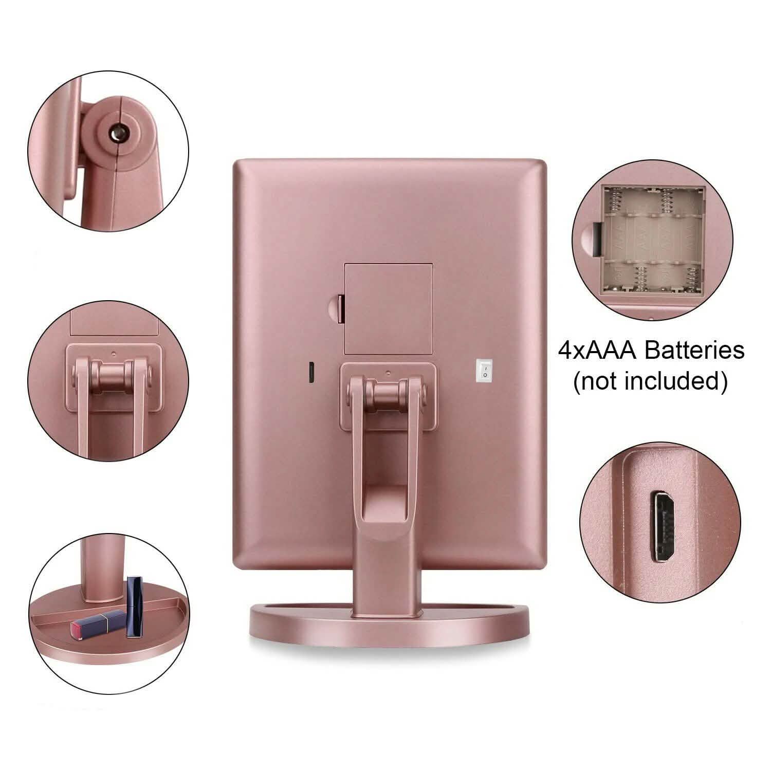 Tri-fold Vanity Makeup LED USB Touch Screen 10X Magnifing Mirror DailySale