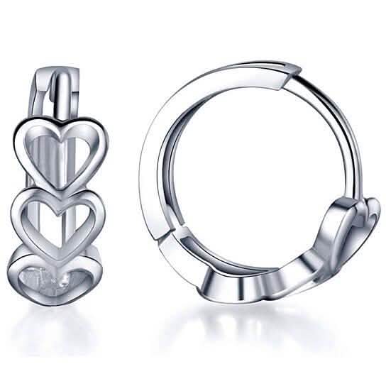 Tri Heart Petite Huggie Earrings DailySale