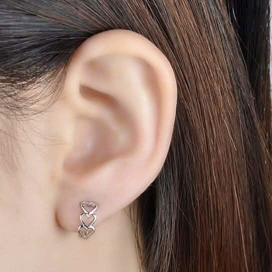 Tri Heart Petite Huggie Earrings DailySale