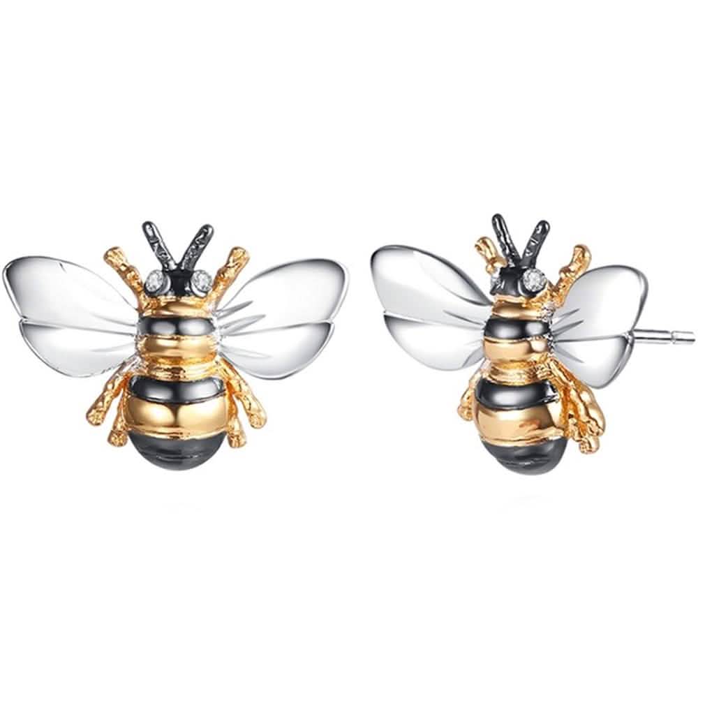 Tri-Tone Bumble Bee Stud Earrings Made with Swarovski Elements DailySale