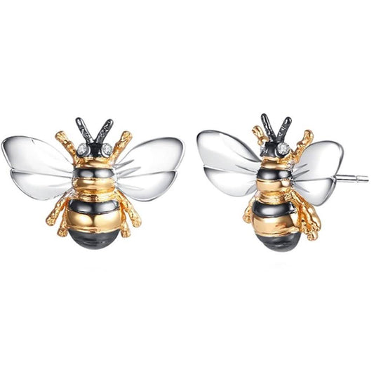 Tri-Tone Bumble Bee Stud Earrings Made with Swarovski Elements DailySale