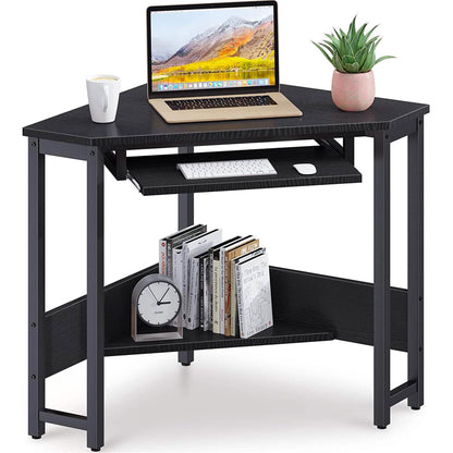 Triangle Computer Desk, Smooth Keyboard Tray& Storage Shelves DailySale