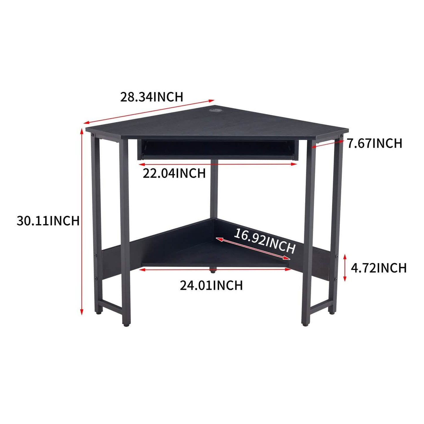 Triangle Computer Desk, Smooth Keyboard Tray& Storage Shelves DailySale