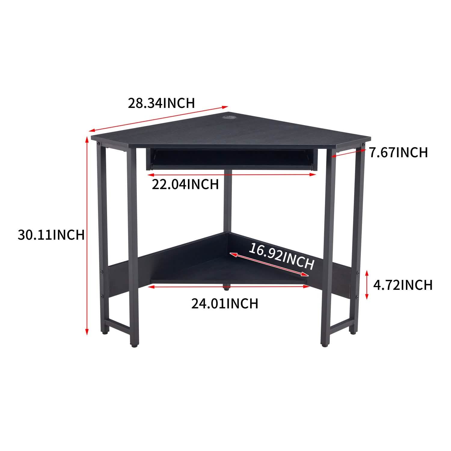 Triangle Computer Desk, Smooth Keyboard Tray& Storage Shelves DailySale