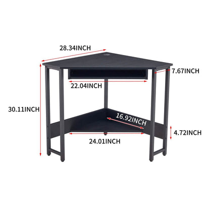 Triangle Computer Desk, Smooth Keyboard Tray& Storage Shelves DailySale