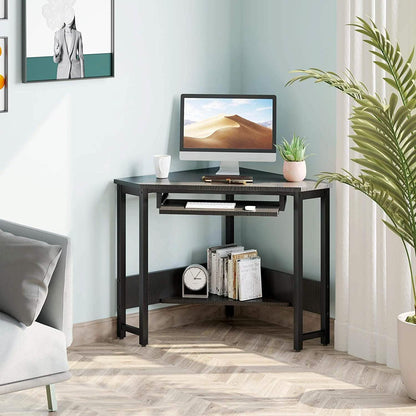 Triangle Computer Desk, Smooth Keyboard Tray& Storage Shelves DailySale