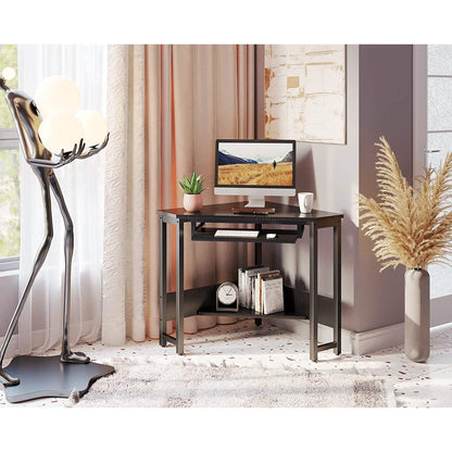 Triangle Computer Desk, Smooth Keyboard Tray& Storage Shelves DailySale