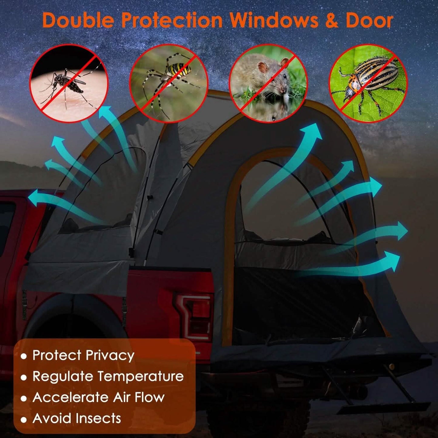 Truck Bed Tent Waterproof Windproof Pickup Truck Tent with Carry Bag DailySale