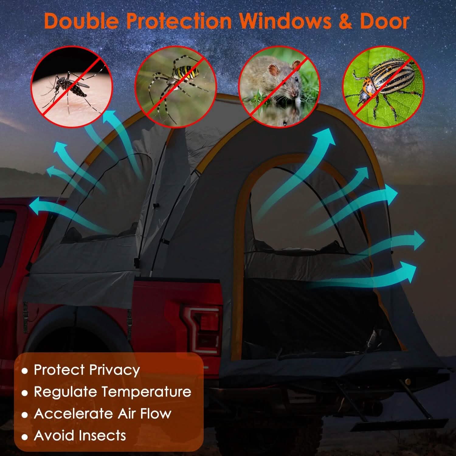 Truck Bed Tent Waterproof Windproof Pickup Truck Tent with Carry Bag DailySale