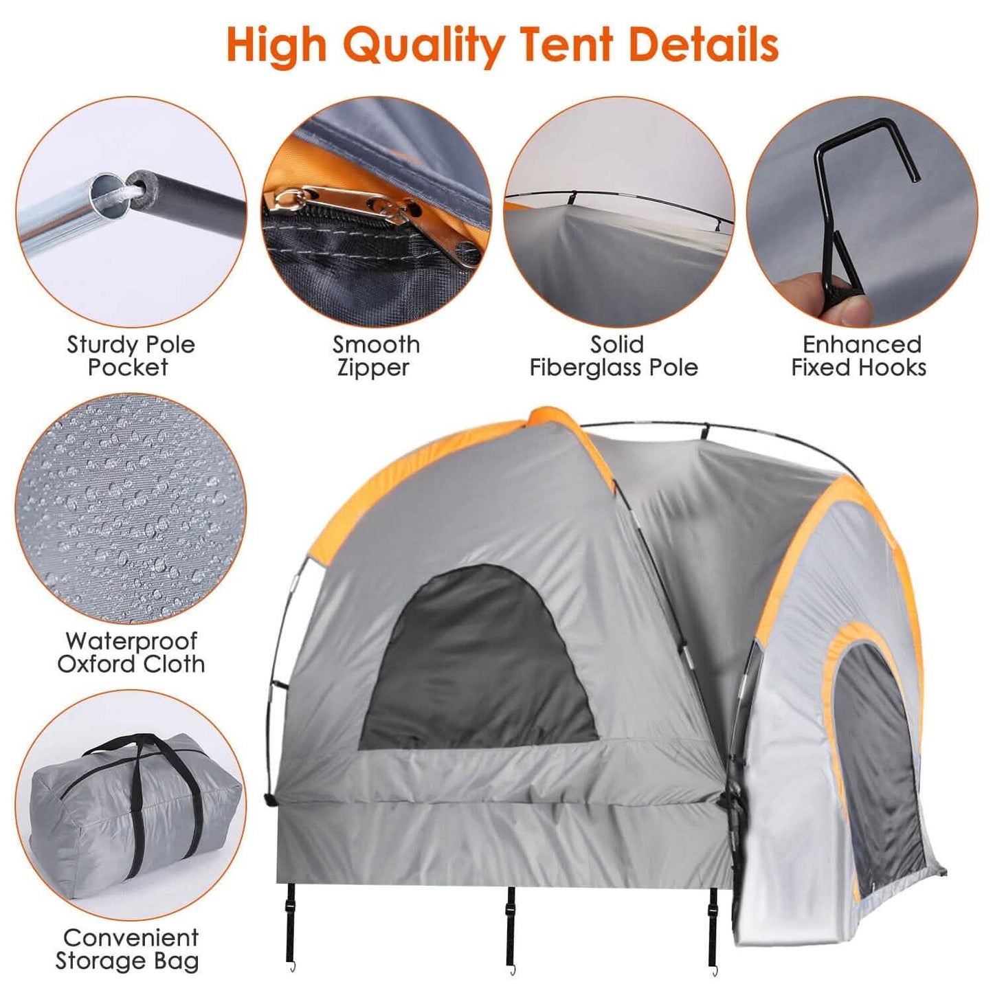 Truck Bed Tent Waterproof Windproof Pickup Truck Tent with Carry Bag DailySale