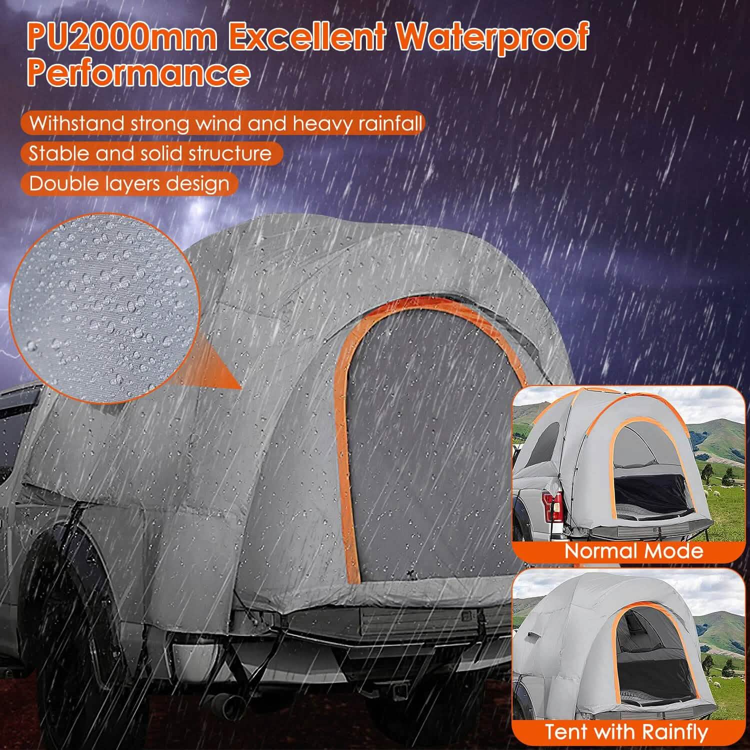 Truck Bed Tent Waterproof Windproof Pickup Truck Tent with Carry Bag DailySale