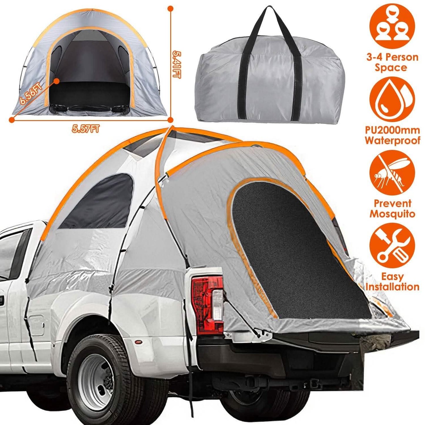 Truck Bed Tent Waterproof Windproof Pickup Truck Tent with Carry Bag DailySale
