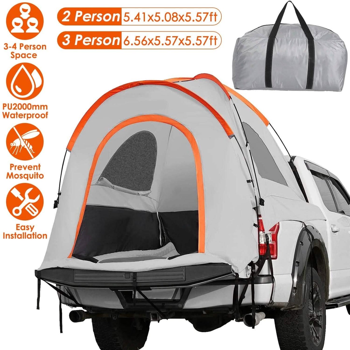 Truck Bed Tent Waterproof Windproof Pickup Truck Tent with Carry Bag DailySale