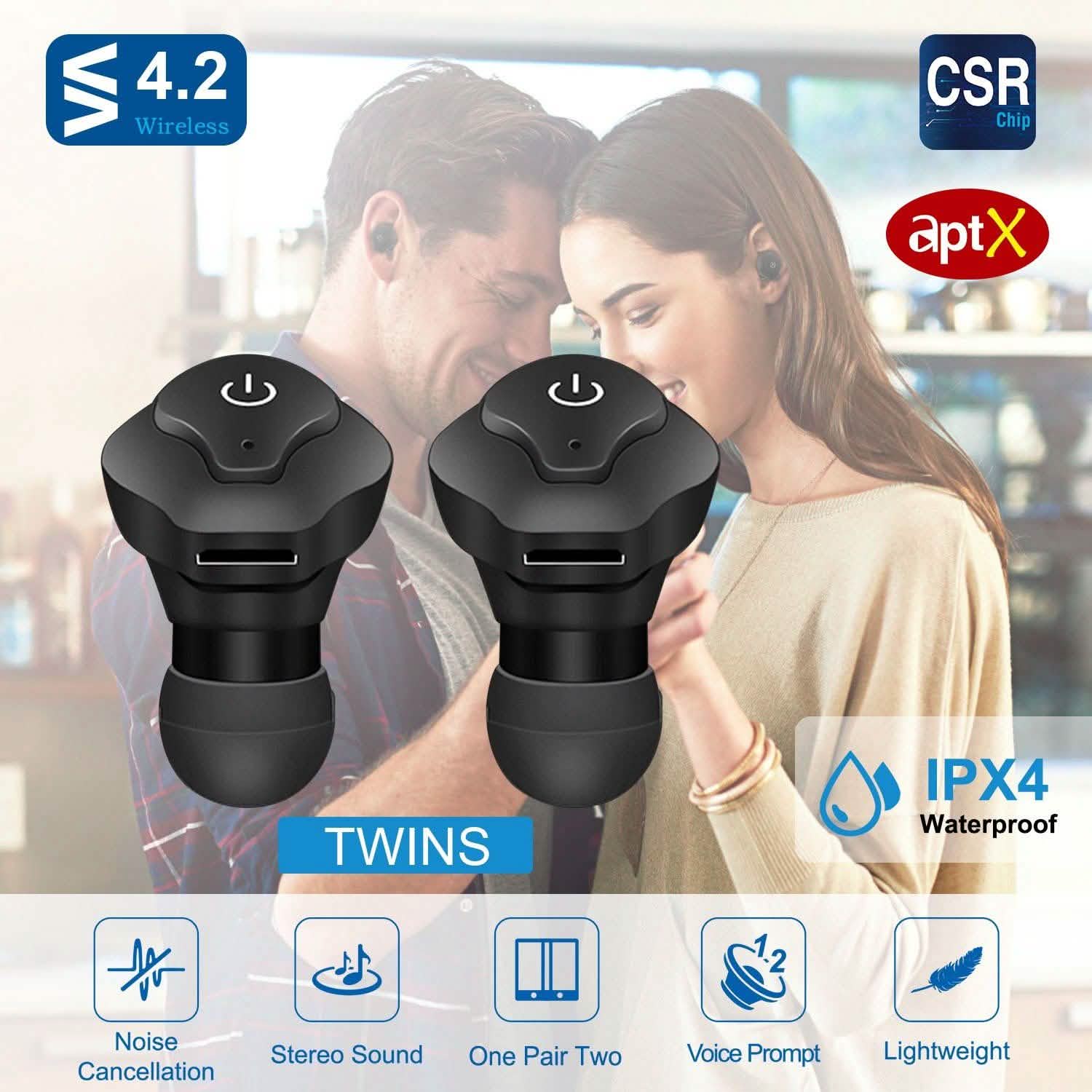 True Wireless Earbuds CSR v4.2 In-Ear Stereo Headsets DailySale