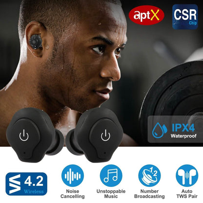 True Wireless Earbuds CSR v4.2 In-Ear Stereo Headsets DailySale