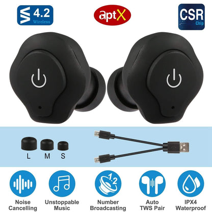 True Wireless Earbuds CSR v4.2 In-Ear Stereo Headsets DailySale