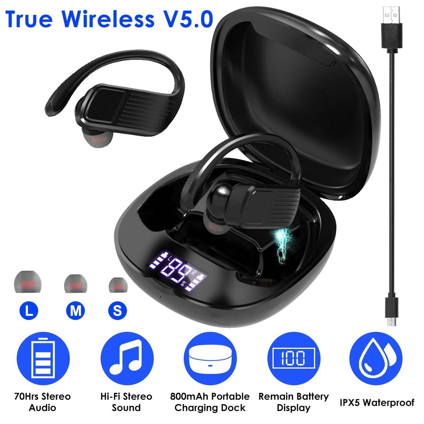 True Wireless Earbuds v5.0 TWS Stereo Earphones Headset DailySale