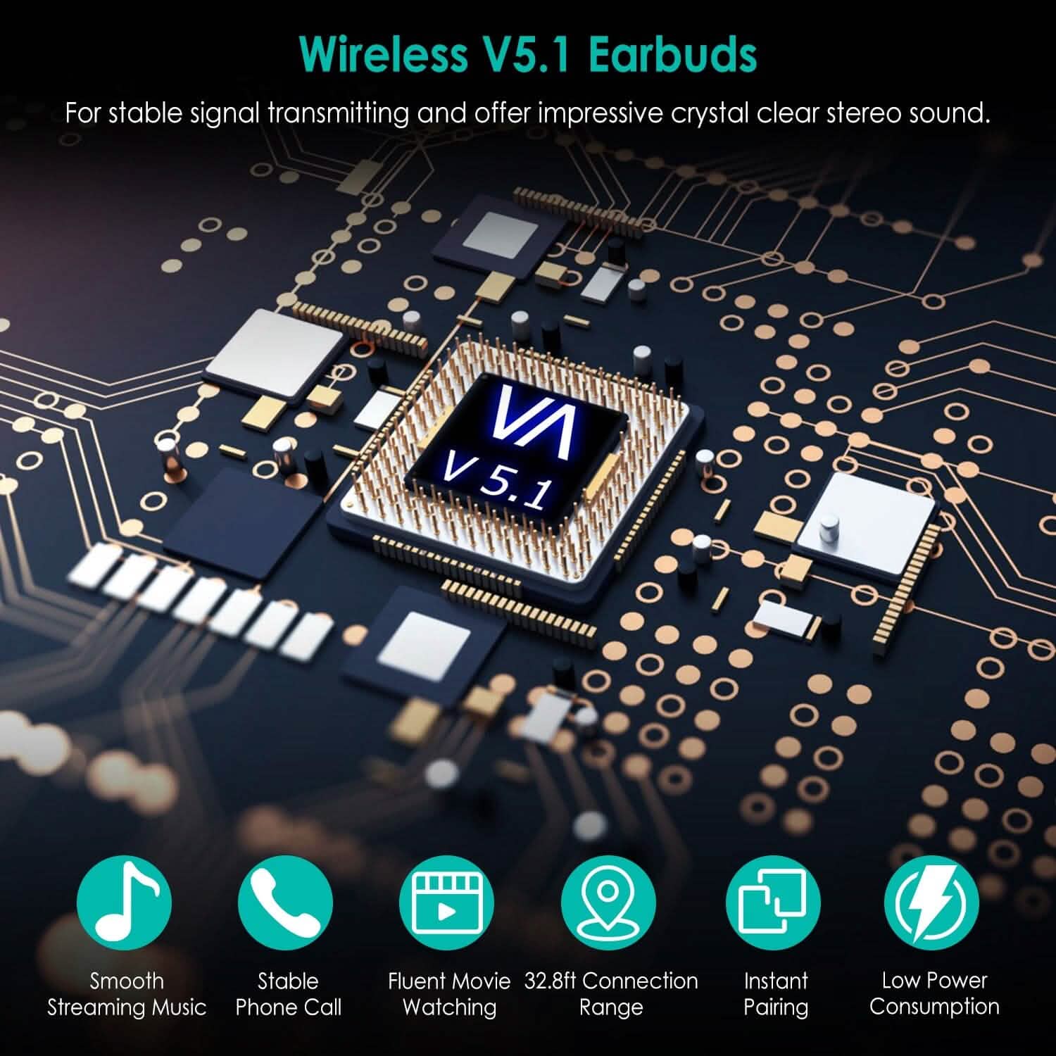 True Wireless Stereo V5.1 Earbuds Touch Control DailySale