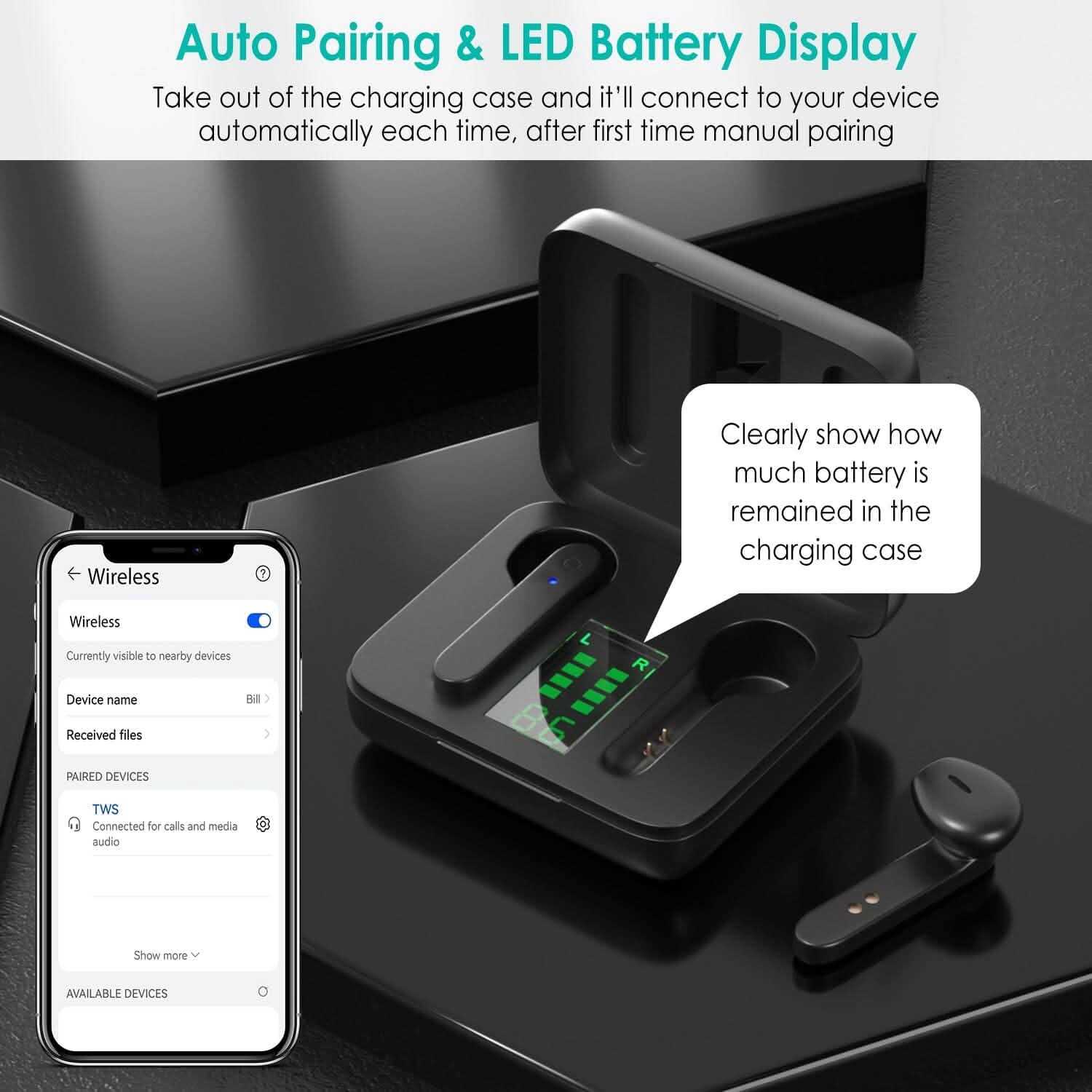 True Wireless Stereo V5.1 Earbuds Touch Control DailySale