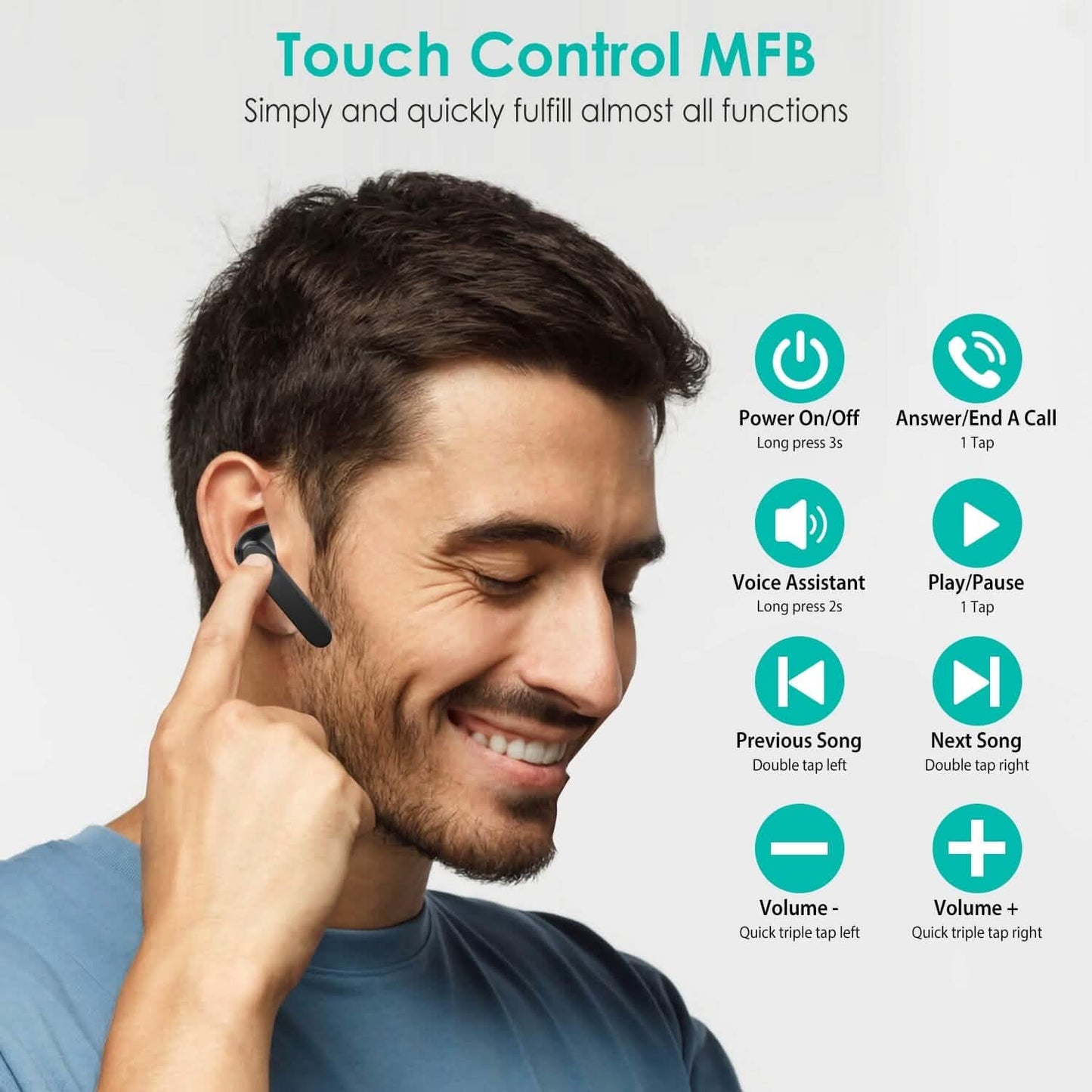 True Wireless Stereo V5.1 Earbuds Touch Control DailySale