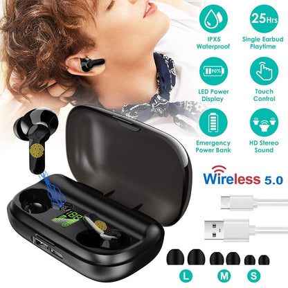 True Wireless V5.0 Earbuds IPX 5 Water Resistant DailySale