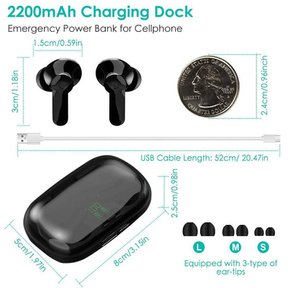 True Wireless V5.0 Earbuds IPX 5 Water Resistant DailySale