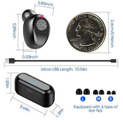 True Wireless V5.0 Earbuds with LED Display Magnetic Charging Dock DailySale