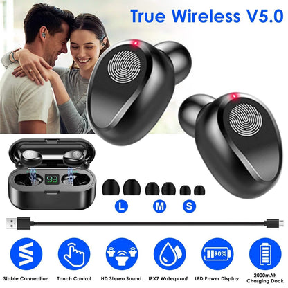 True Wireless V5.0 Earbuds with LED Display Magnetic Charging Dock DailySale