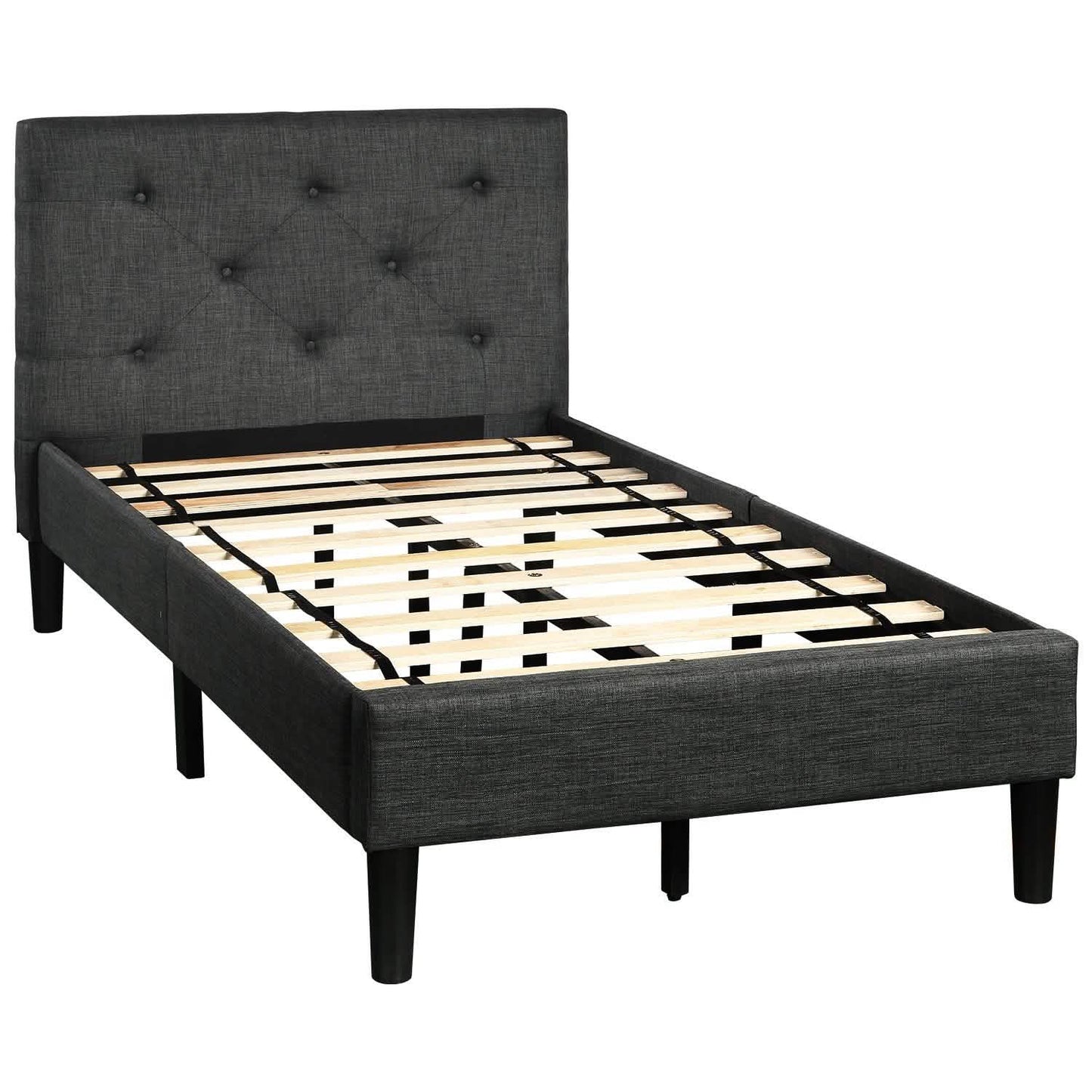 Tufted Platform Bed, Twin Size Button Upholstered Platform Bed DailySale