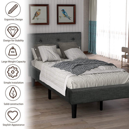 Tufted Platform Bed, Twin Size Button Upholstered Platform Bed DailySale
