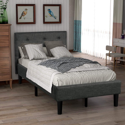 Tufted Platform Bed, Twin Size Button Upholstered Platform Bed DailySale