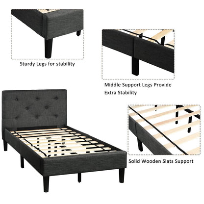 Tufted Platform Bed, Twin Size Button Upholstered Platform Bed DailySale