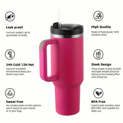 Tumbler with Handle And Straw Lid, Leak-proof Travel 40oz Coffee Mug DailySale