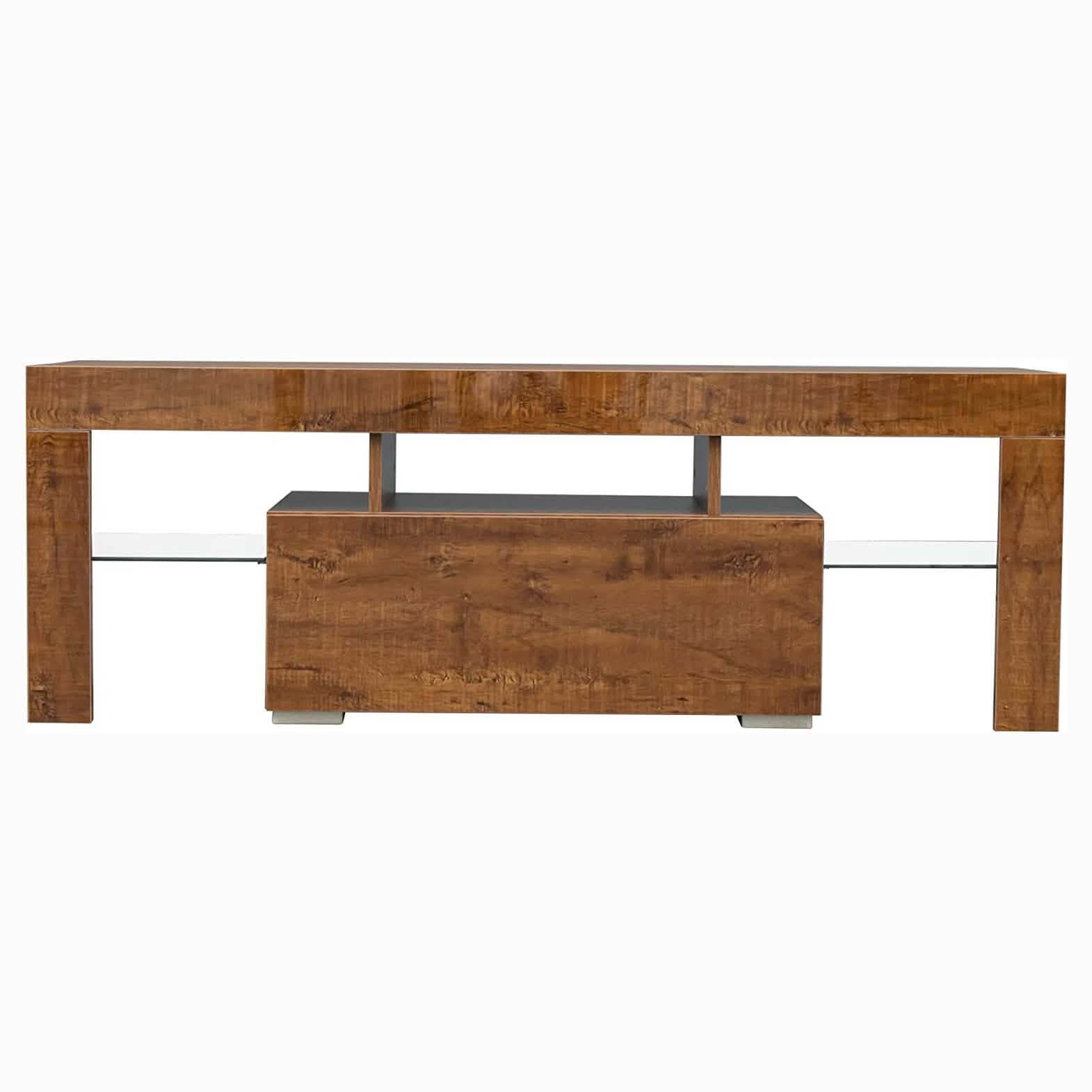 TV Stand with LED Lights Open Shelf Console Storage Table DailySale