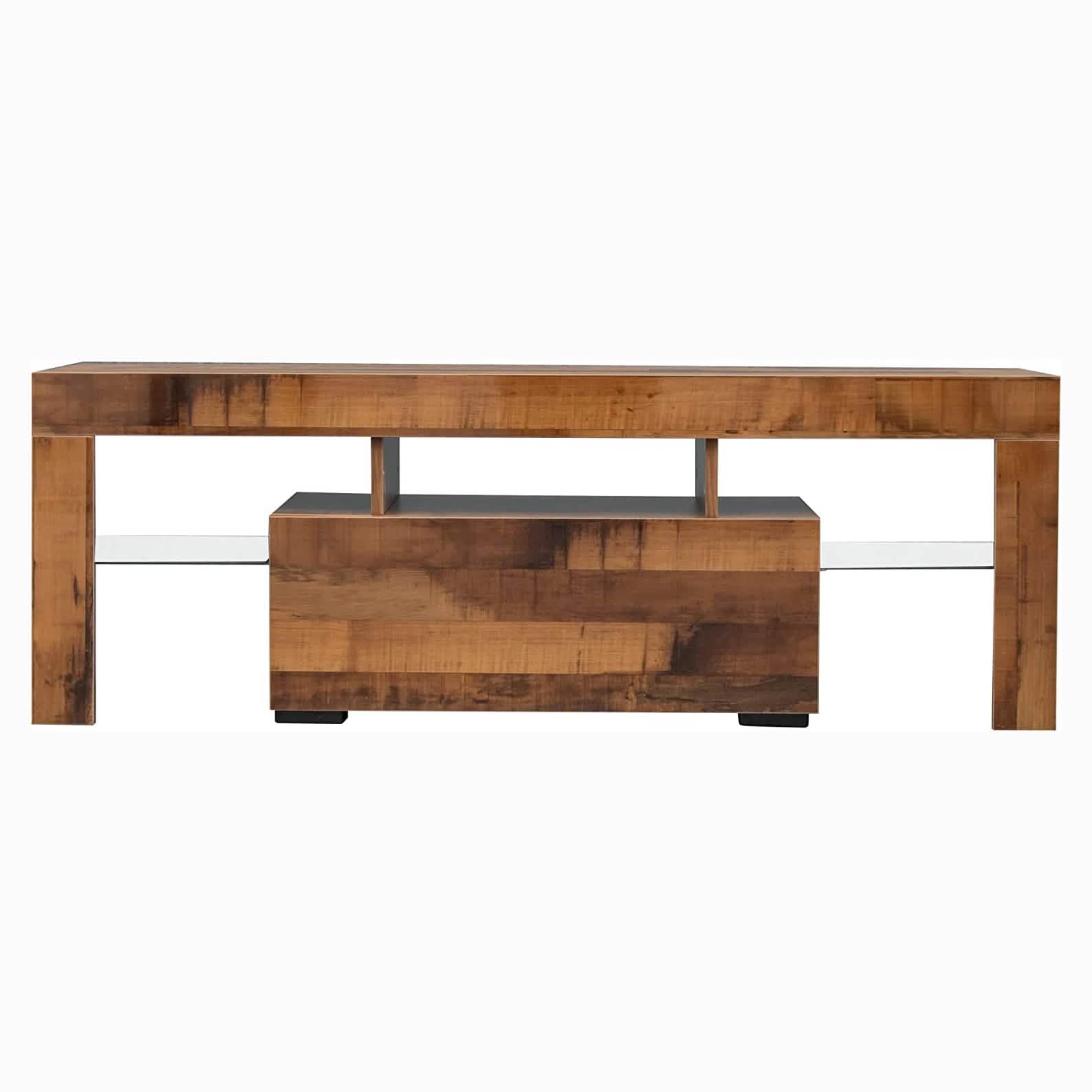 TV Stand with LED Lights Open Shelf Console Storage Table DailySale