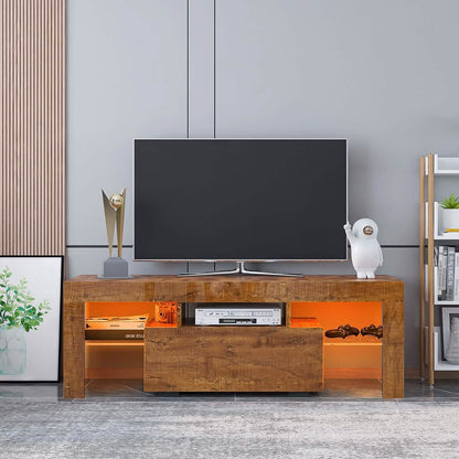 TV Stand with LED Lights Open Shelf Console Storage Table DailySale