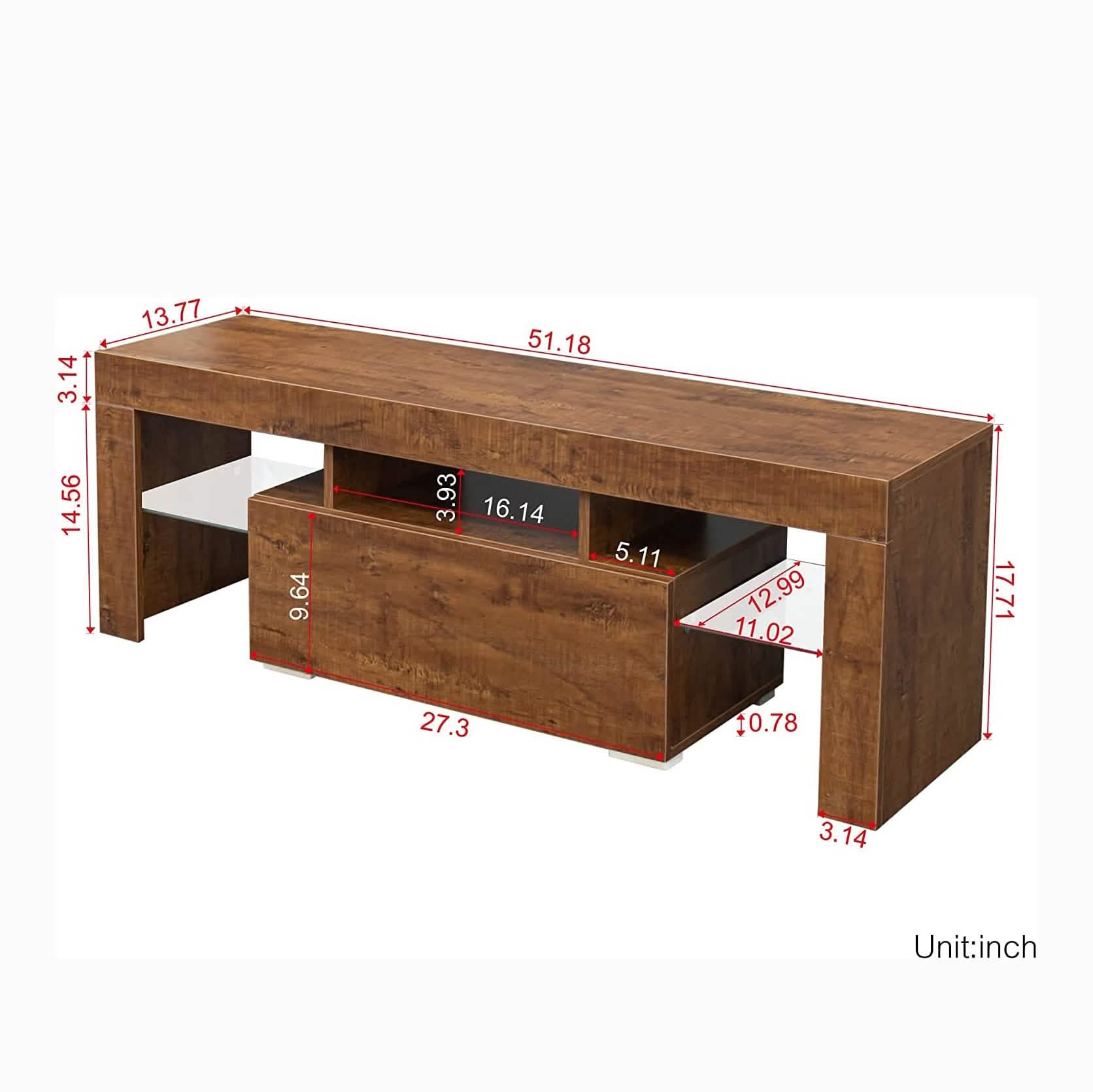 TV Stand with LED Lights Open Shelf Console Storage Table DailySale