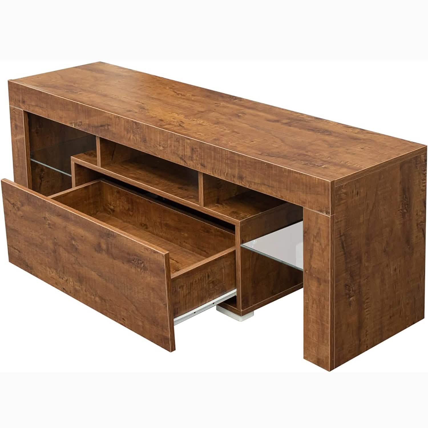 TV Stand with LED Lights Open Shelf Console Storage Table DailySale