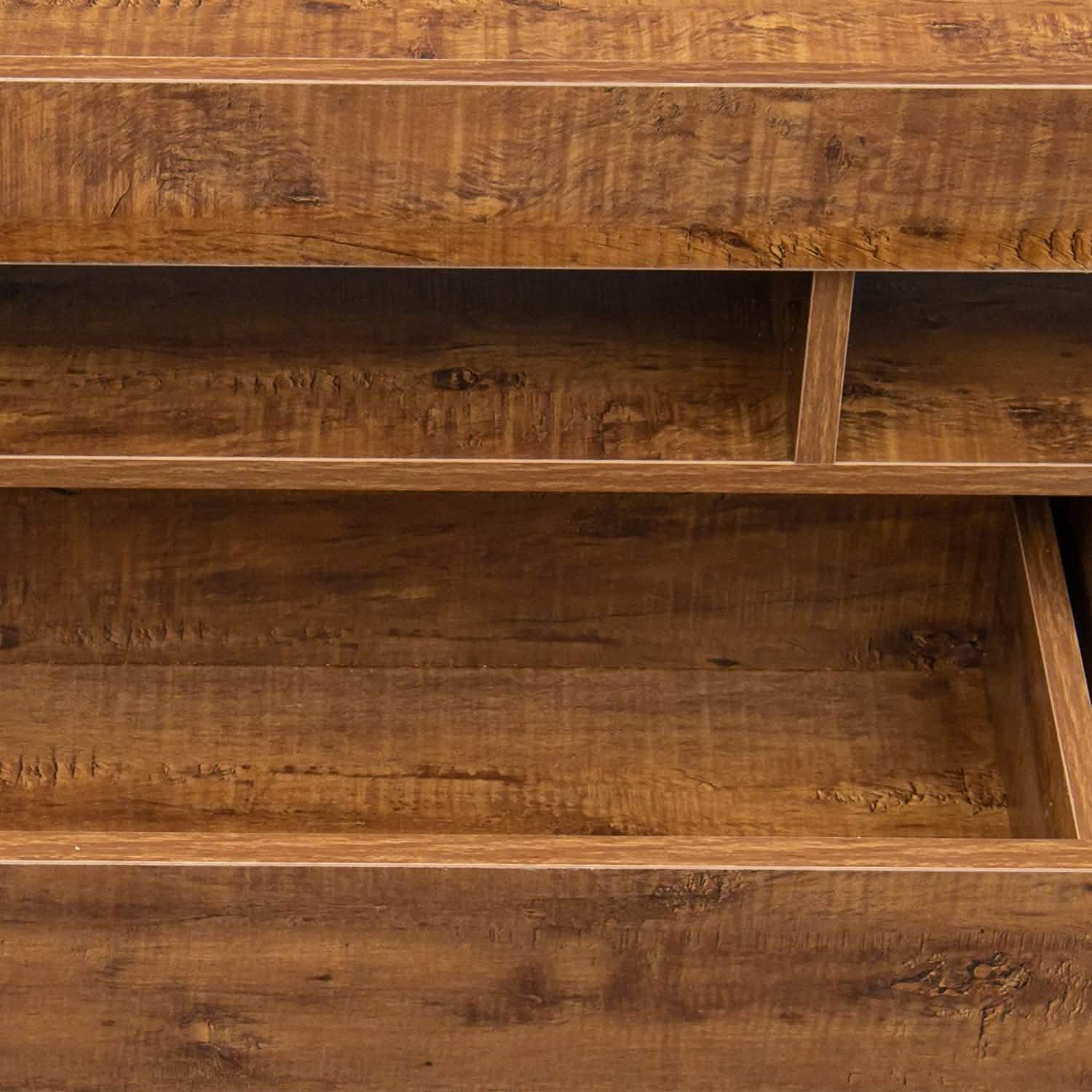 TV Stand with LED Lights Open Shelf Console Storage Table DailySale