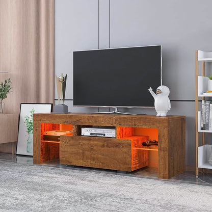 TV Stand with LED Lights Open Shelf Console Storage Table DailySale