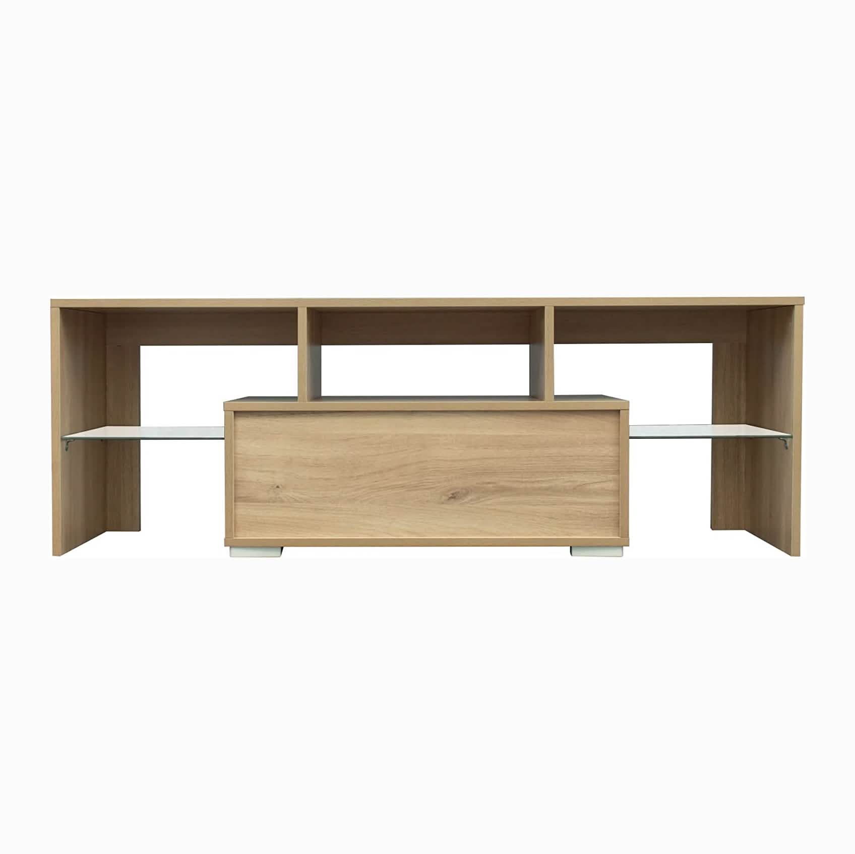 TV Stand with LED Lights Open Shelf Console Storage Table DailySale