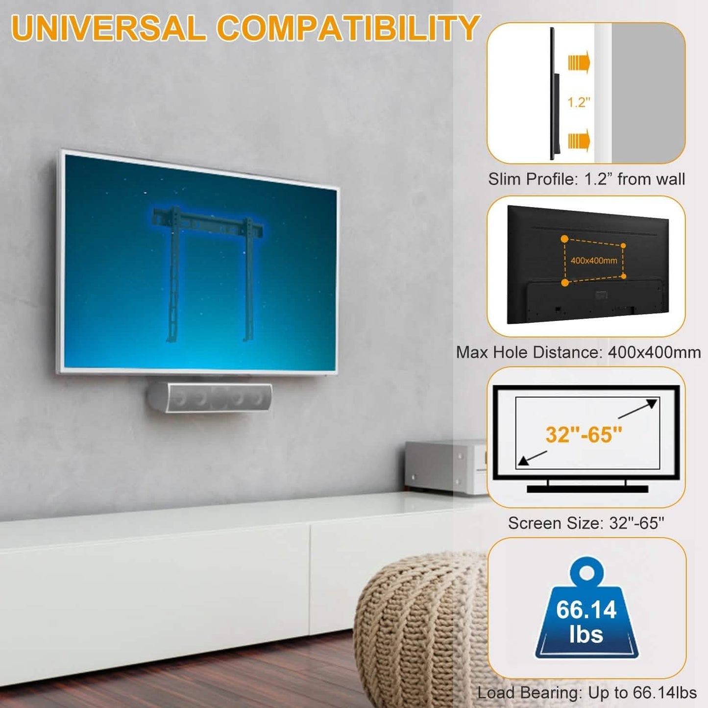 TV Wall Mount Bracket Support 32-65 inch Flat TV DailySale