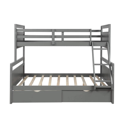 Twin over Full Bunk Bed with 2 Storage Drawers DailySale
