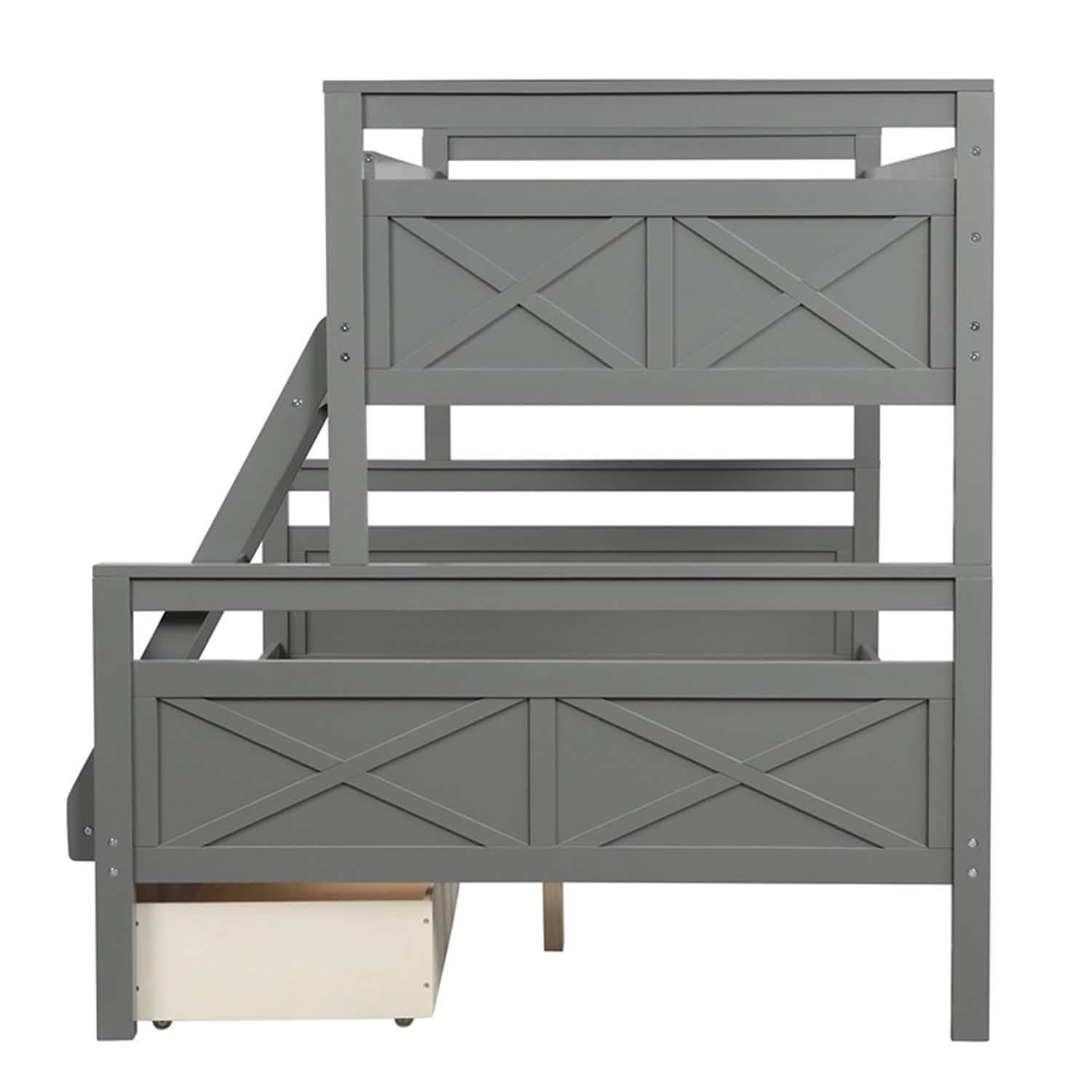 Twin over Full Bunk Bed with 2 Storage Drawers DailySale