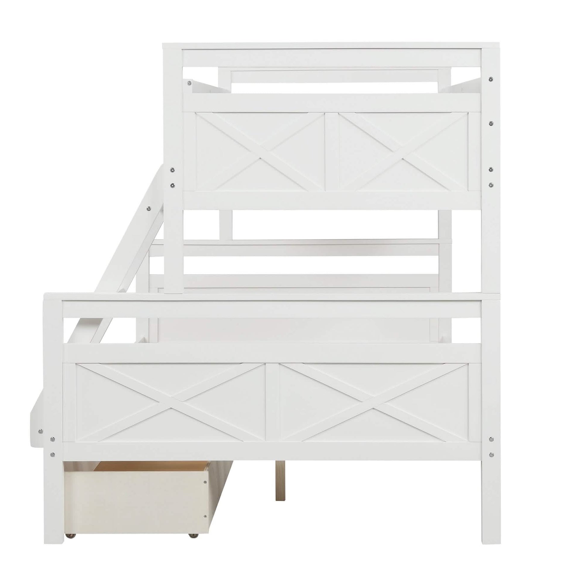 Twin over Full Bunk Bed with 2 Storage Drawers DailySale