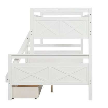 Twin over Full Bunk Bed with 2 Storage Drawers DailySale