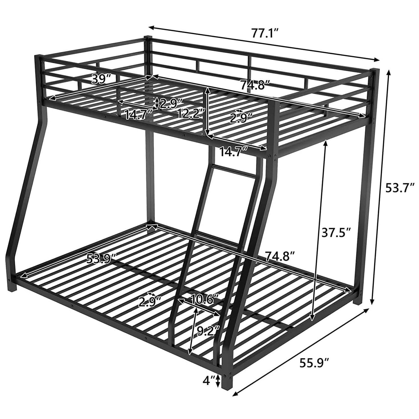 Twin Over Full Low Bunk Bed with Ladder DailySale
