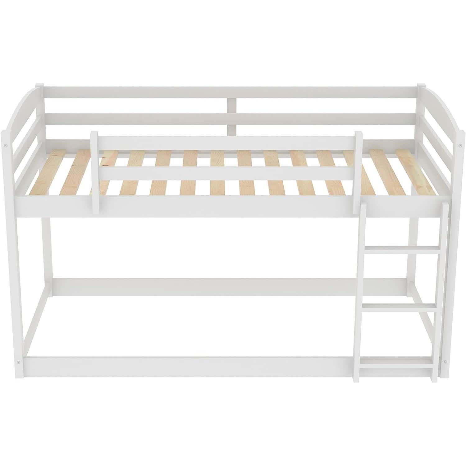Twin Over Twin Floor Bunk Bed with Ladder DailySale