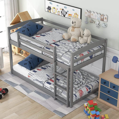 Twin Over Twin Floor Bunk Bed with Ladder DailySale