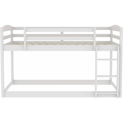 Twin Over Twin Floor Bunk Bed with Ladder DailySale